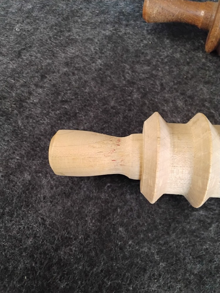 Wood Clay Texture Rollers Ribbed Pottery Tools Hand Roller Lot 2