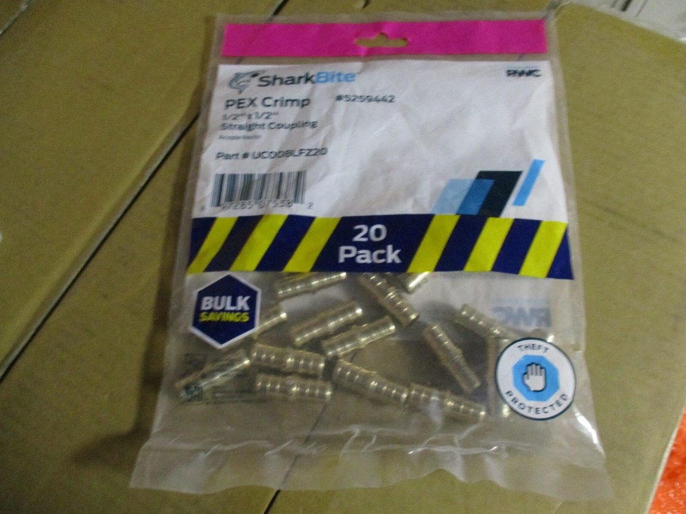 Genuine SharkBite 1/2-in PEX Crimp Brass Coupling (20-Pack)