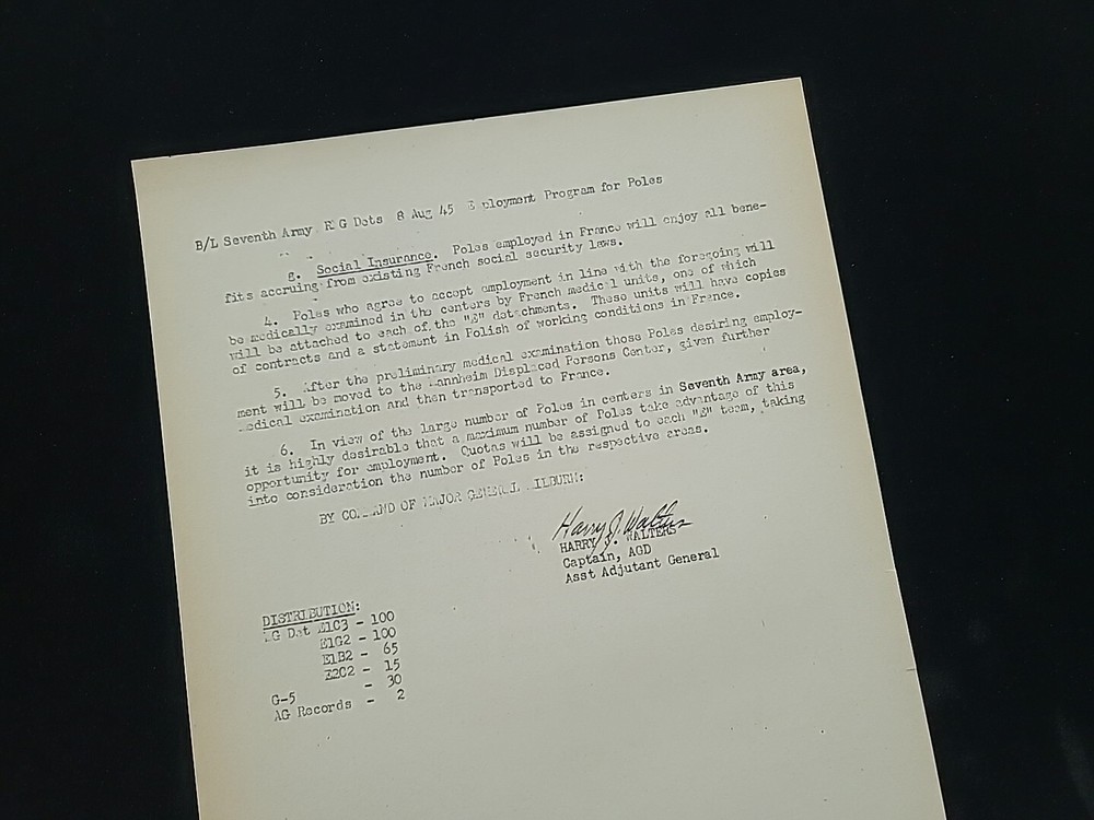 1945 Germany WWII US Army War Military Document Work Programs for Polish Poland