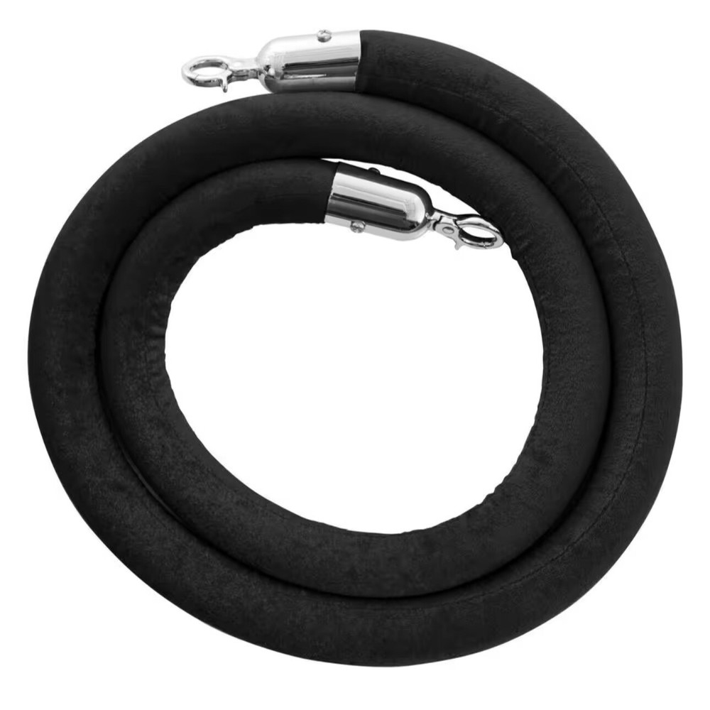 US Weight Black Velvet Rope Chrome Ends