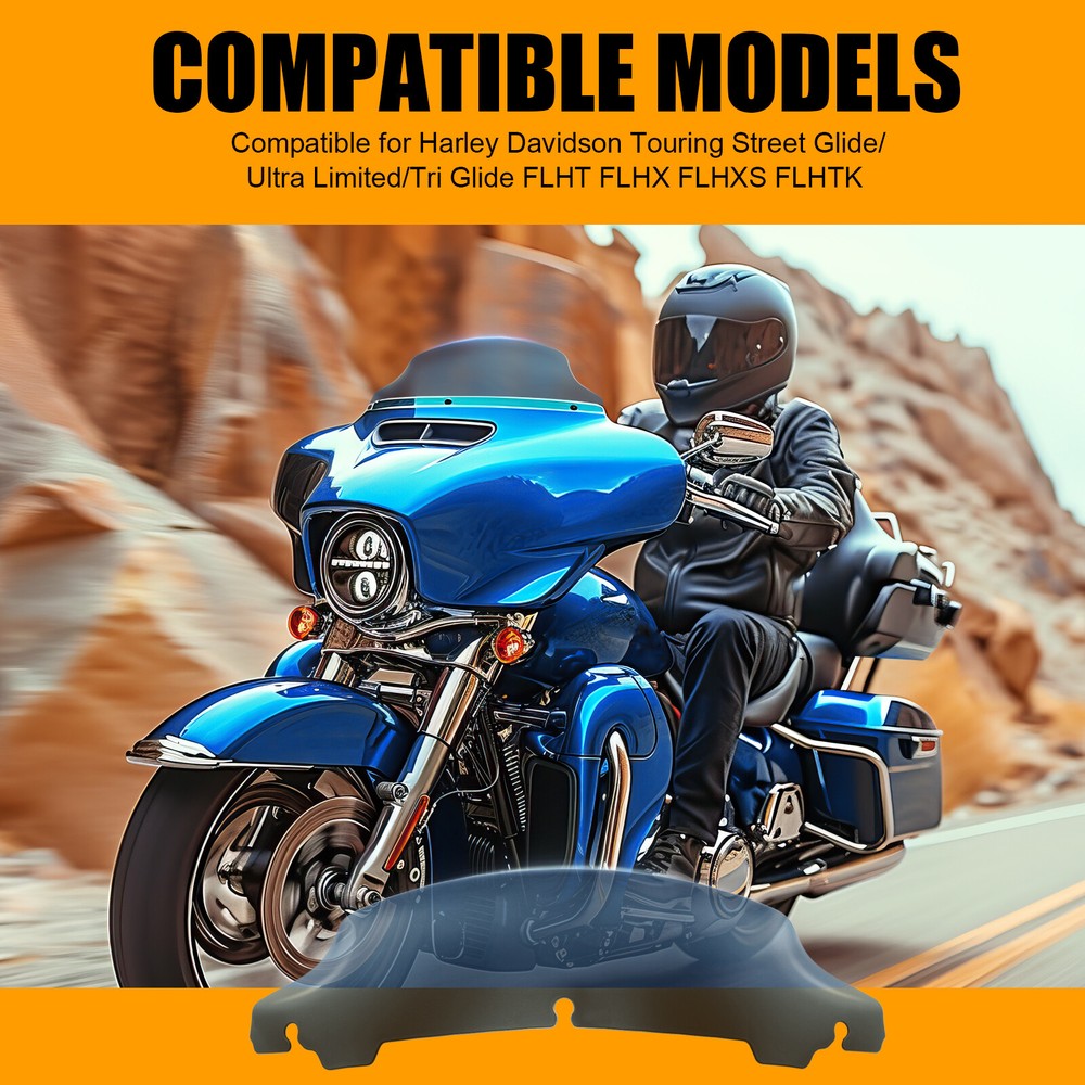 4.5" Windshield Smoke Windscreen for Harley Davidson Touring Tri Glide 2014-2024
