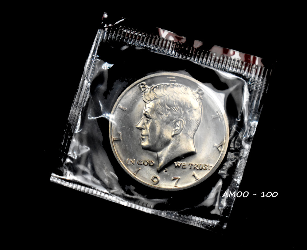 1971 D Uncirculated, B.U. Kennedy Half Dollars U.S. Mint Cello