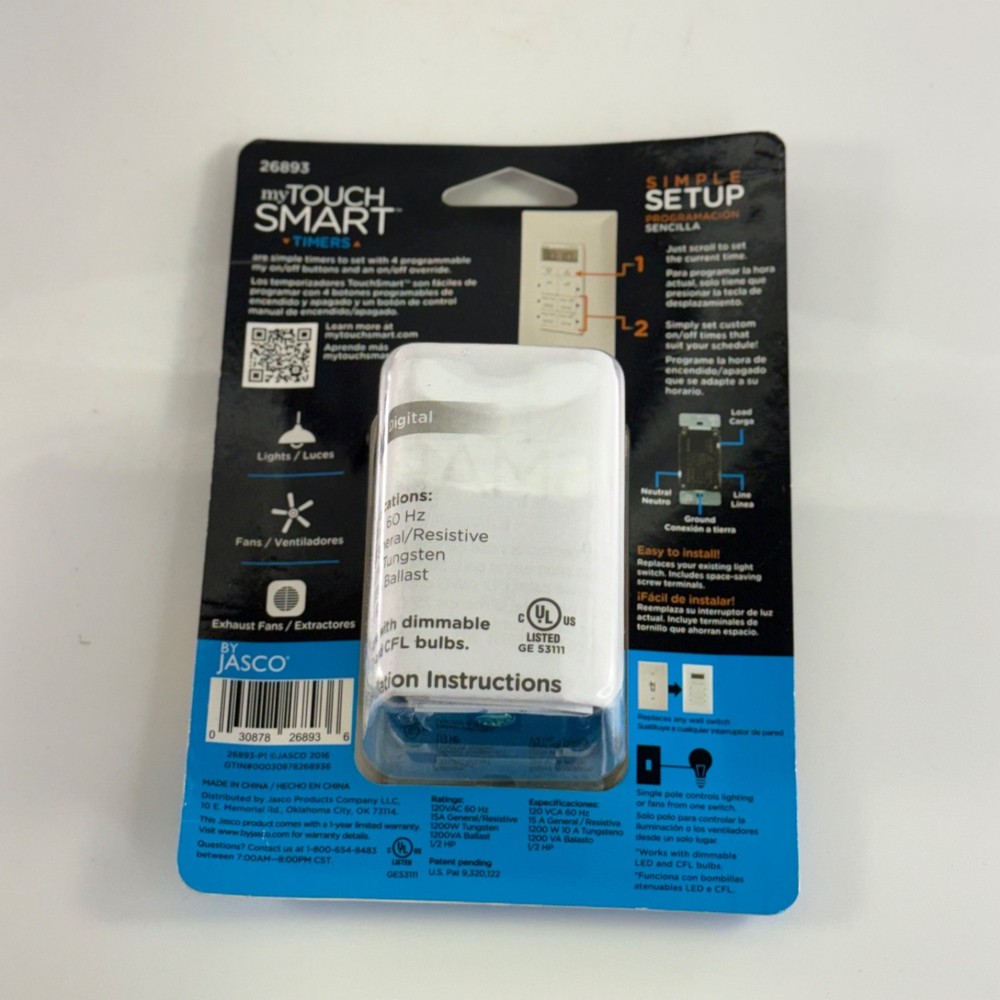 myTouchSmart Simple Set In-Wall Digital Timer Programmable Light Switch 26893