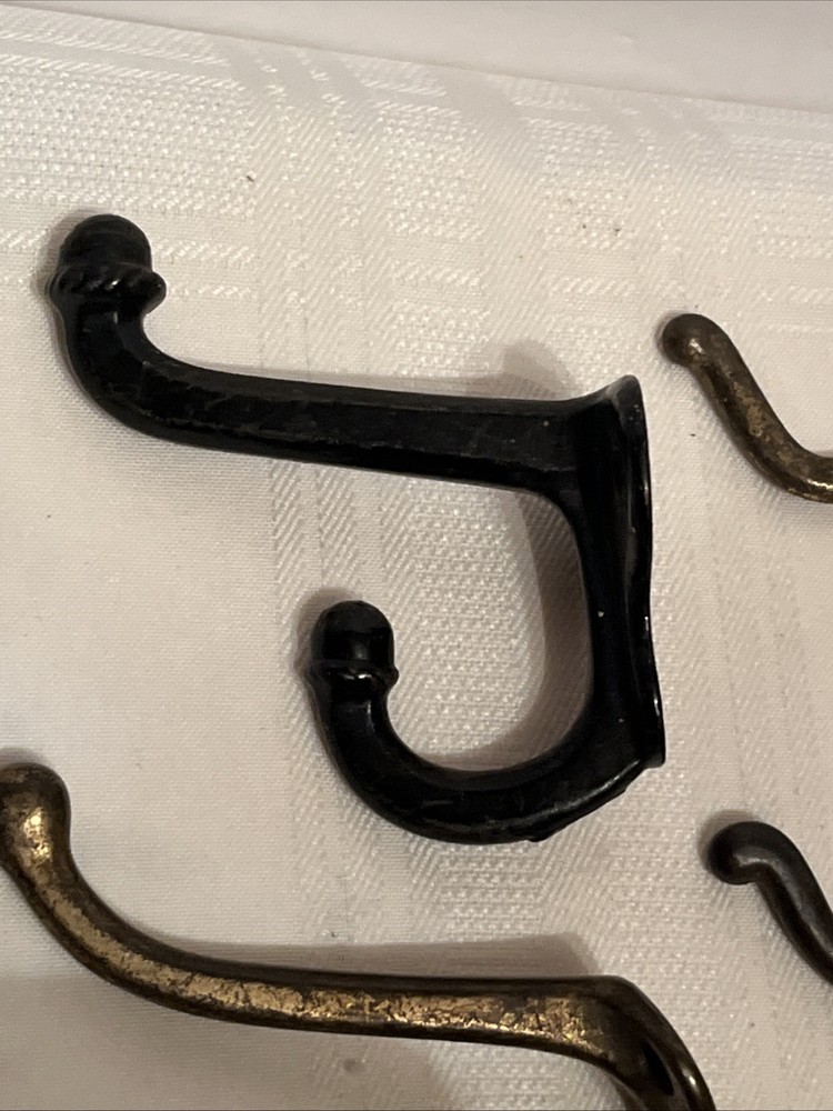 6 Vintage Hat or Coat Hooks Bathroom Hooks Cast Metal Hardware Different Sizes