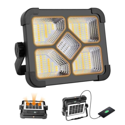LED Solar Work Light, Magnetic Worklight with 4 Modes, 6000mAh Portable