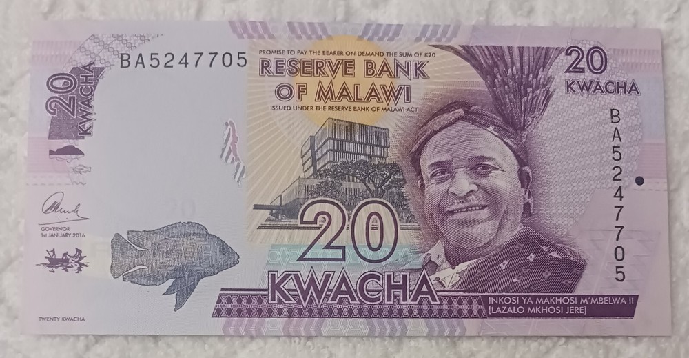 MALAWI - 2016 - 20 KWACHA - BA5247705 - BANKNOTE UNCIRCULATED
