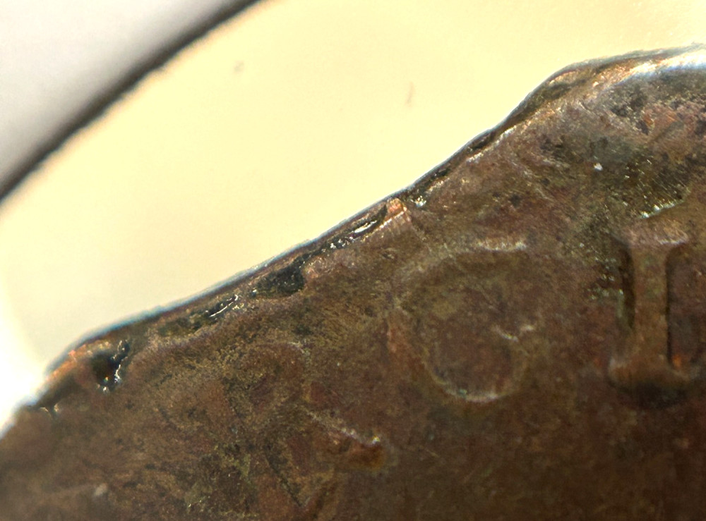 1775 Britain Half Penny - Clipped Planchet - B Over R Obverse