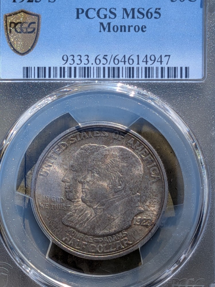 1923-S 50C Monroe Commemorative Half Dollar PCGS MS65 Nicely Toned  (Code 666
