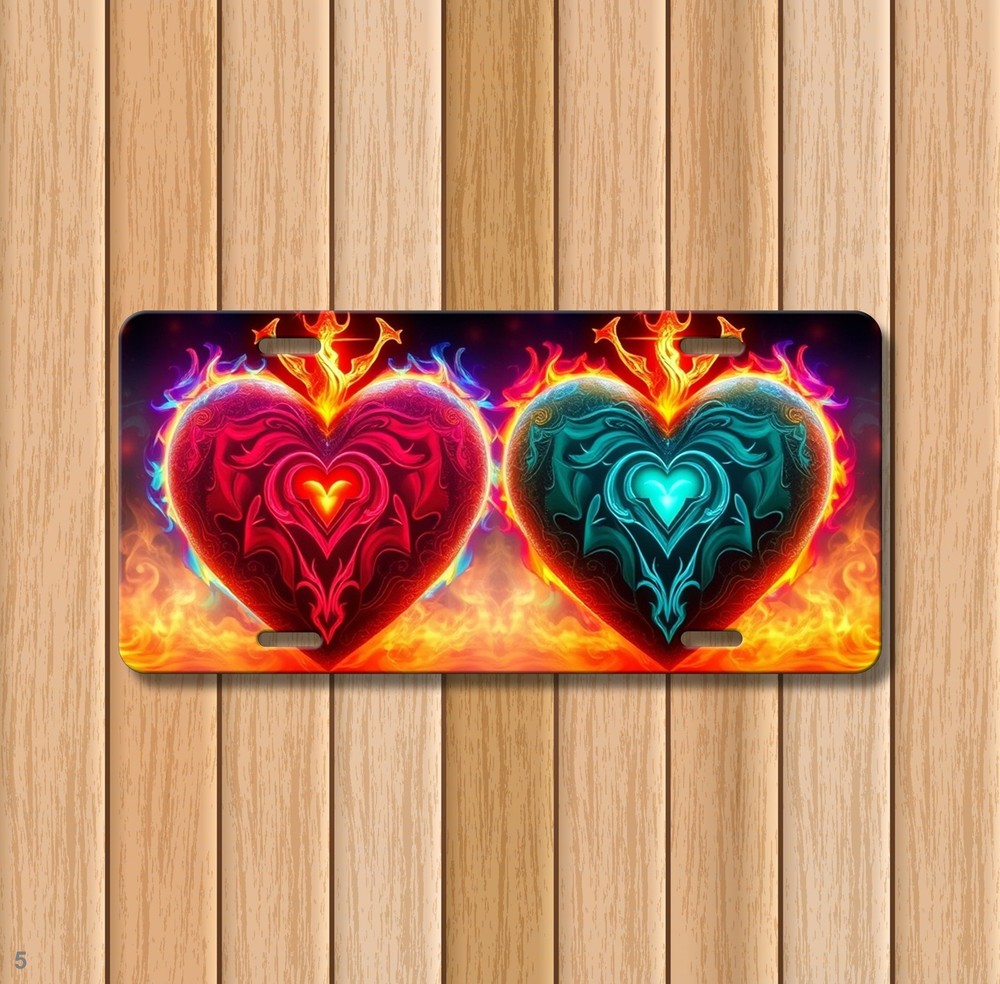 Modern Hearts License Plate Your Text Auto Tag Gift Idea
