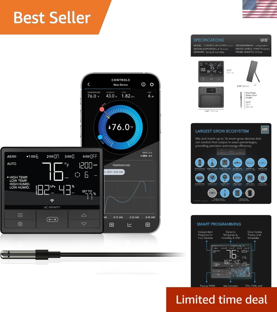 Automated Grow Environment Controller with Temp, Humidity, and VPD Controls