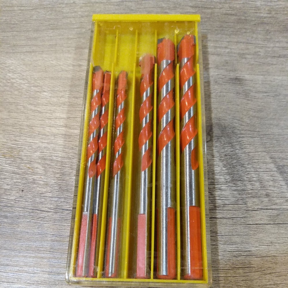 Triangle Drill Bit, 6 Pcs Masonry Bit Set & Concrete Drill Bit Orange New