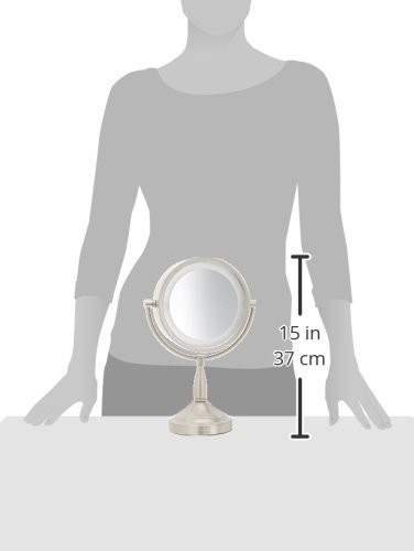 JERDON LED Lighted Tabletop Vanity Makeup Mirror – 8.5” Diameter with 7X-1X...