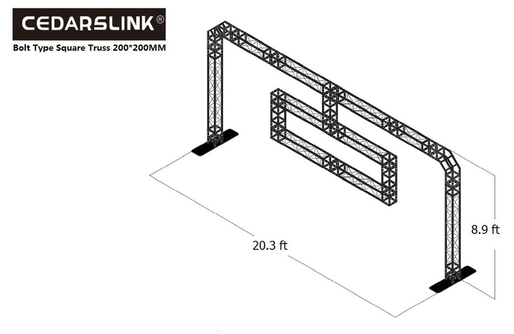 ARCH 15 20.3 Ft Width 8.9 Ft Height Arch Truss System with Drop Down Rectangle