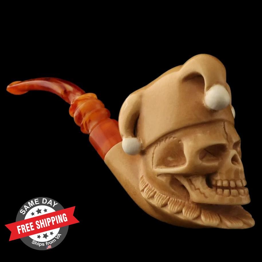 srv - Jester Block Meerschaum Pipe with fitted case 15400