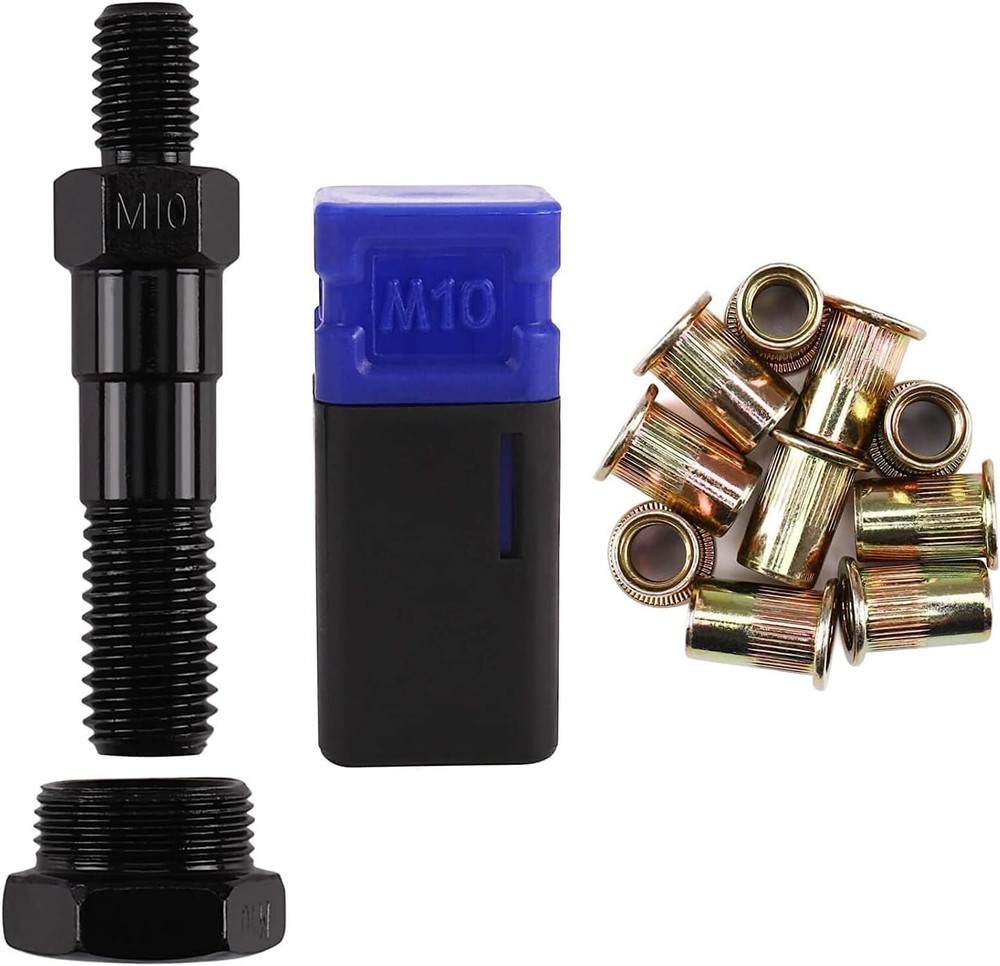 Rivet Nut Tool Mandrel M10 and 10 Rivet Nuts, Rivet Tool Set Spare Part, Nuts...