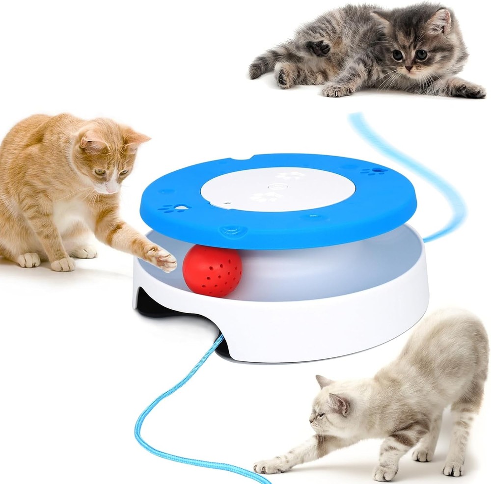 2-in-1 Automatic Cat Toy with Tra & Jumping String –