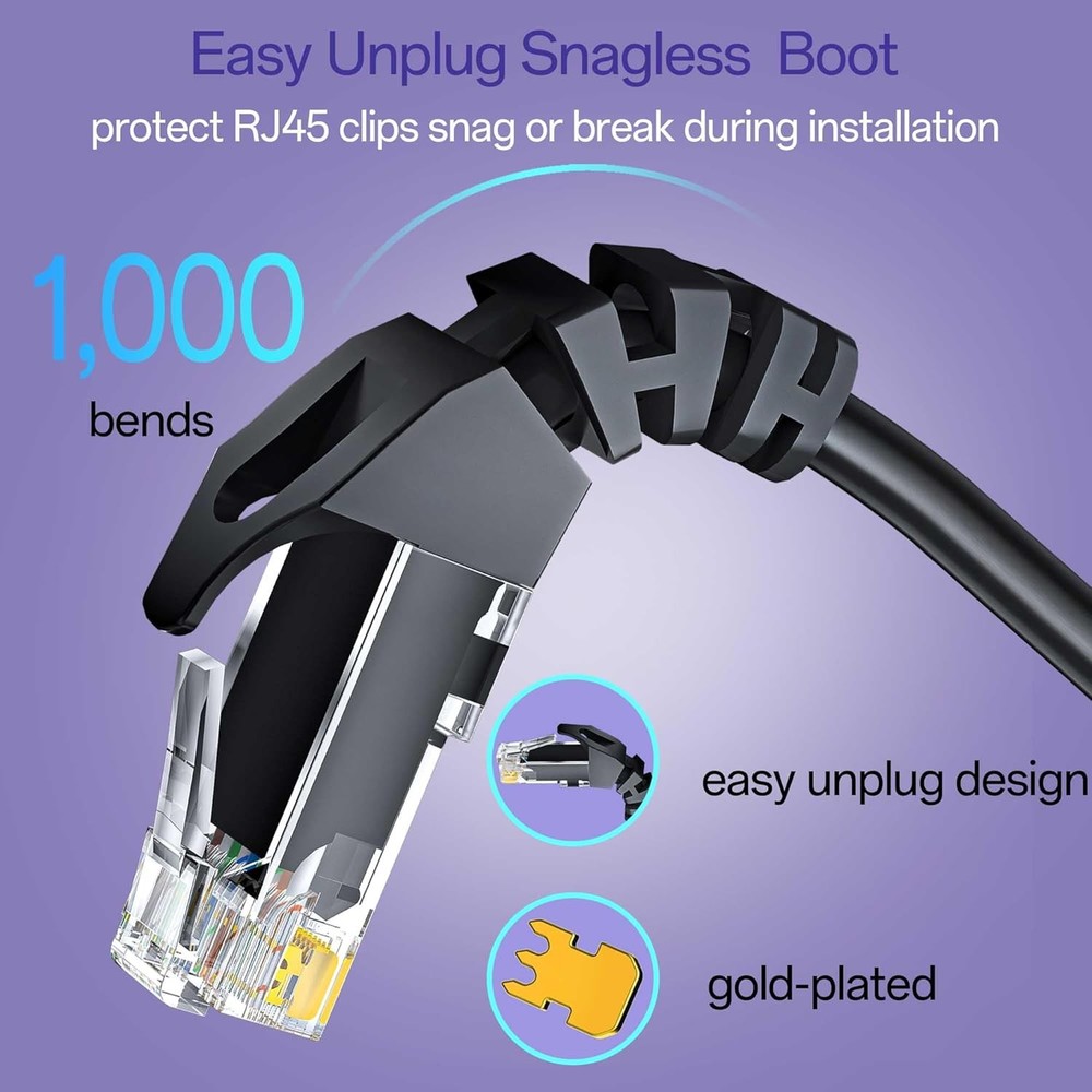 Cat 6 Ethernet Cable 2FT 10Pack, Cat6 Patch 10Gbps, 2FT, Black