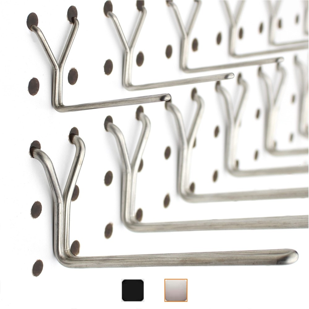 Stainless Steel Pegboard Hooks 50-Pack 2" + 4” L Hook - Will Not Fall Out,