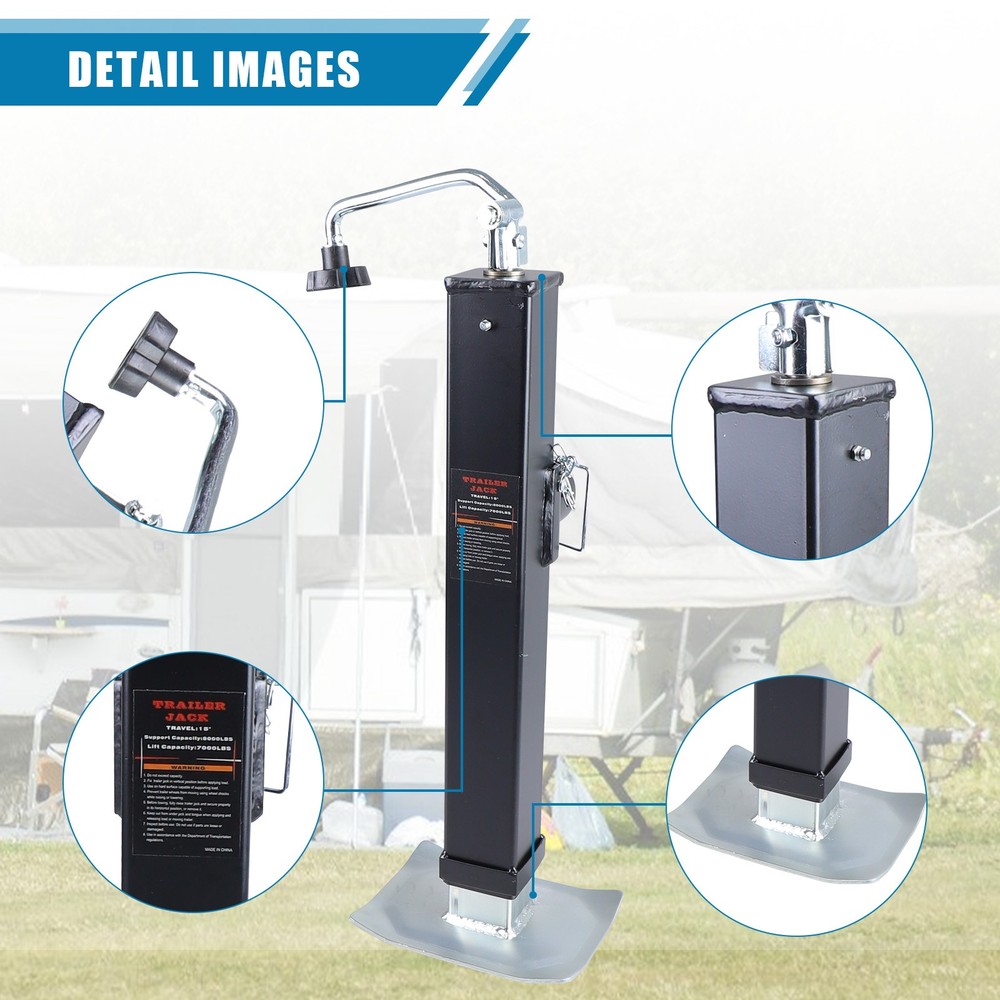 13" Adjustable Drop Leg 15" Lift 8000lbs Swivel Trailer Jack Tongue Pipe-mount