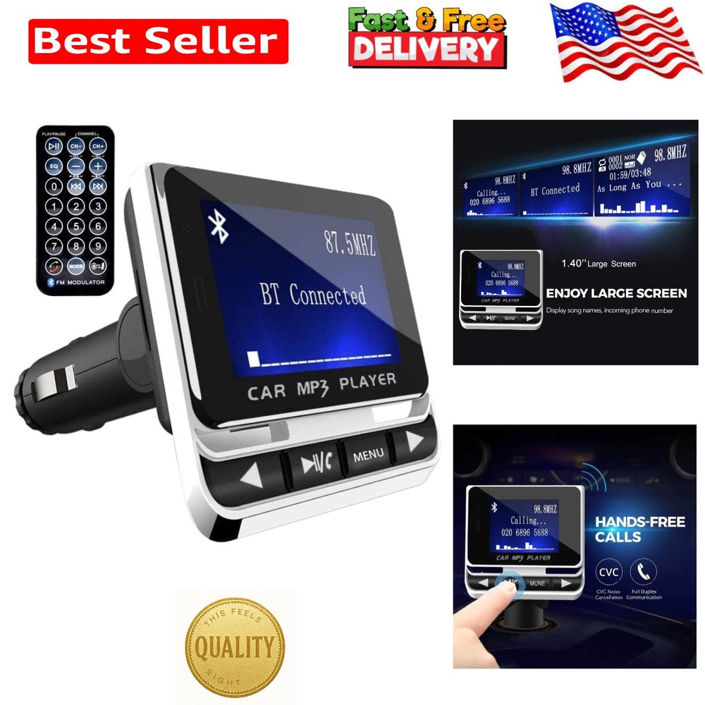 CVC Noise Suppression Bluetooth FM Transmitter - Crystal Clear Handsfree Calling