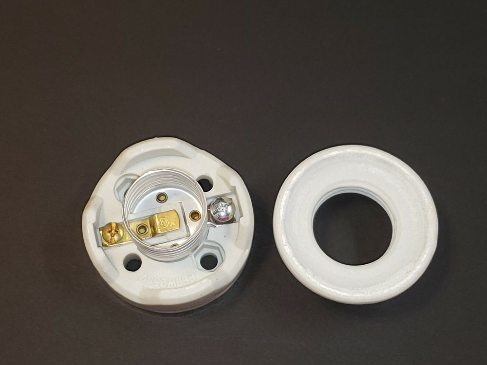 Medium base E26 2-piece Ring Type Sign Edison Socket glazed porcelain 47719JB