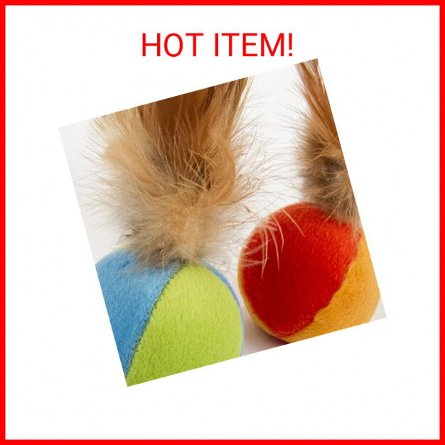 SmartyKat (2 Count) Flutter Balls Feather Cat Toys - Multi Color, 2 Count