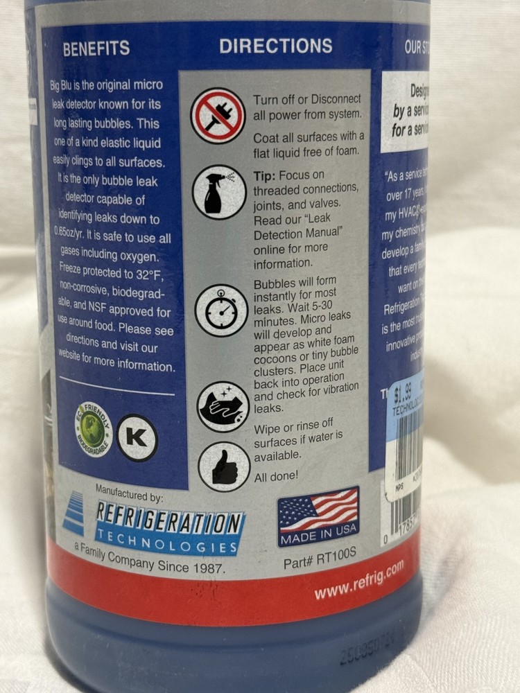 Viper Big Blu Micro Leak Detector Refrigerant Leak Finder 1 Quart