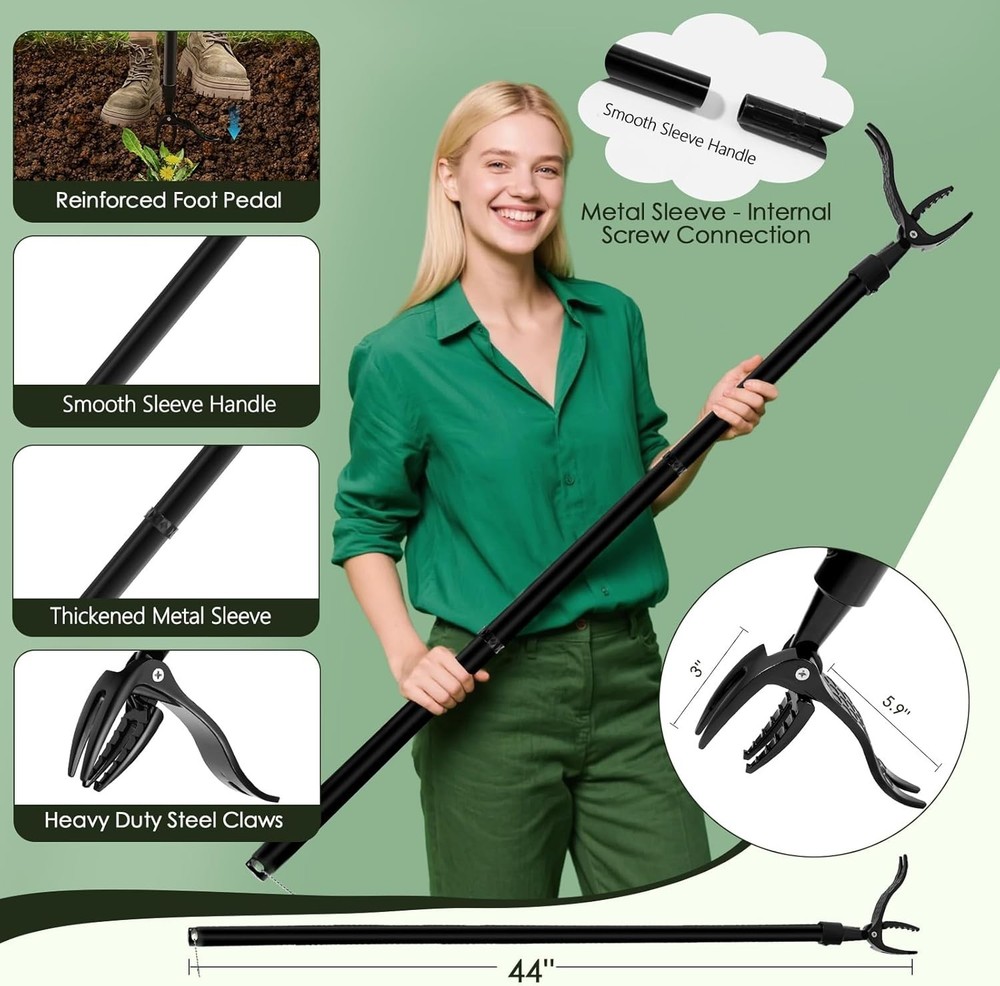 Detachable Stand Up Weed Puller Tool with Long Handle, Dandelion Weed Puller Too