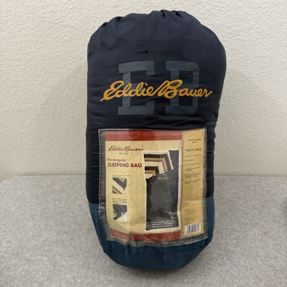 Eddie Bauer Rectangular Sleeping Bag 40°F Non-Allergenic 33"x 75" Blue