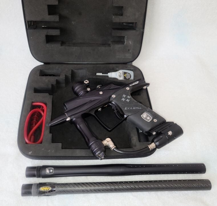 Used Planet Eclipse Ego 10 Marker Gun w/ Case - Black/Stiffi Barell/Goggle