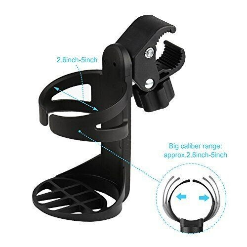 2pc Stroller Universal 360° Rotatable Cup Holder, Black Stroller Bottle Holder