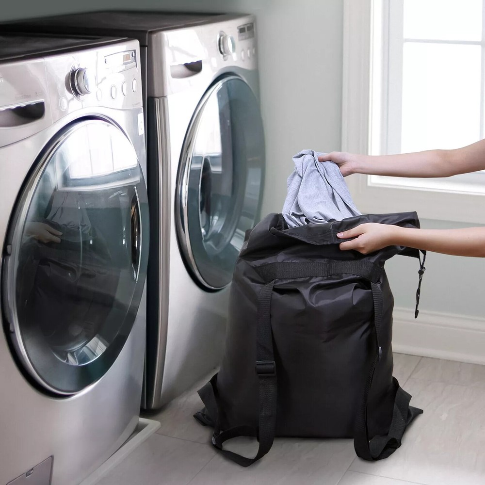 Laundry Bag Backpack Sturdy Laundry Bag, Shoulder Straps Drawstring Heavy Duty