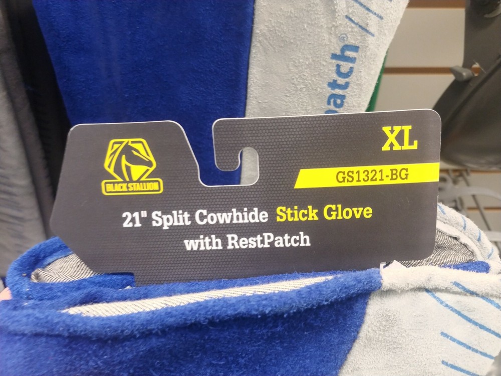 Black Stallion 21" Split Cowhide Stick Gloves w/RestPatch™ Size X-Large, 2 Q
