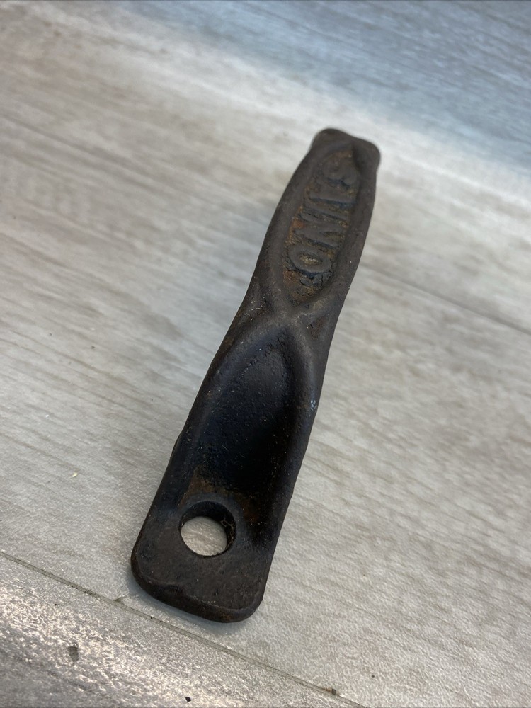 VTG “Saino” Industrial Victorian EMBOSSED UNKNOWN HANDLE CAST IRON DRAWER PULL