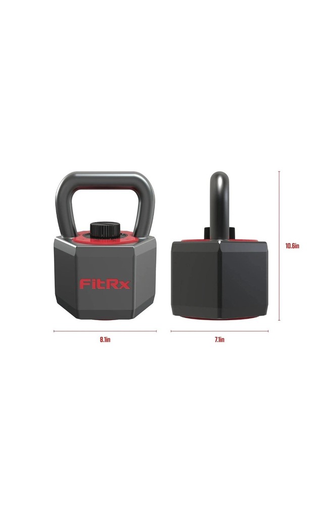 FitRx 25 lbs SmartStack Wide handle Adjustable Kettlebell, 40 lbs, Black