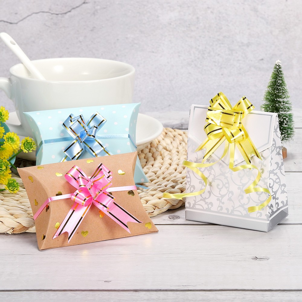 100Pcs 8" Pull Bows Gift Wrapping Pull Bow Basket Present Bow Ribbon White