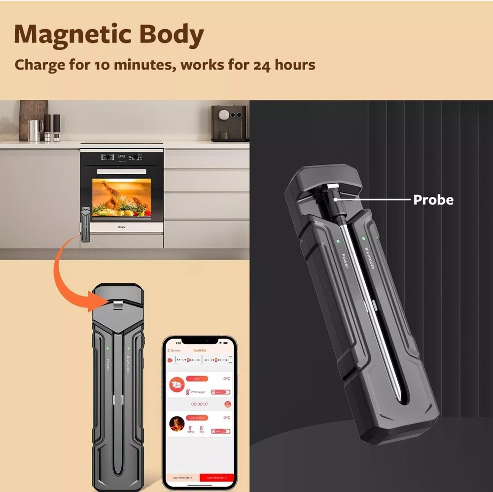 Smart Wireless Meat Thermometer - 500 FT Bluetooth Meat Thermometer with App,...