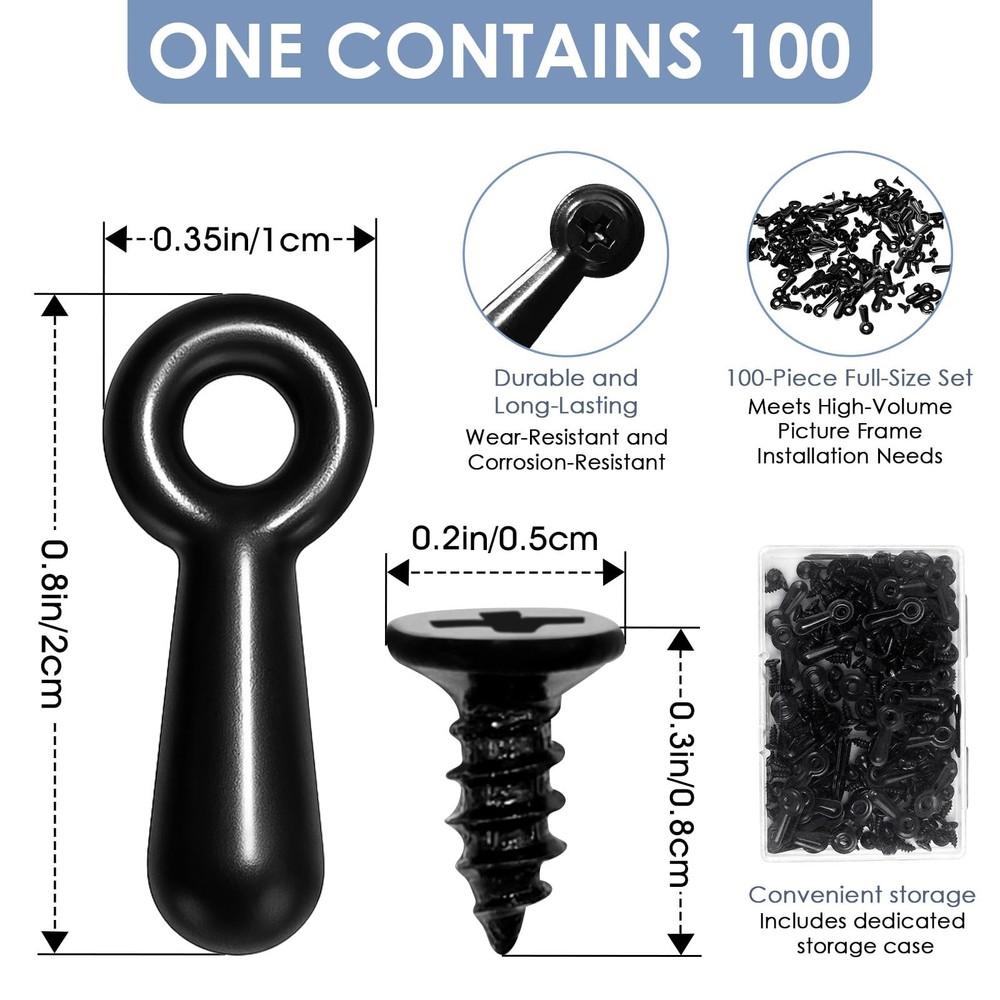 Picture Frame Turn Button Fasteners with Screws Hardware 100 Pack
