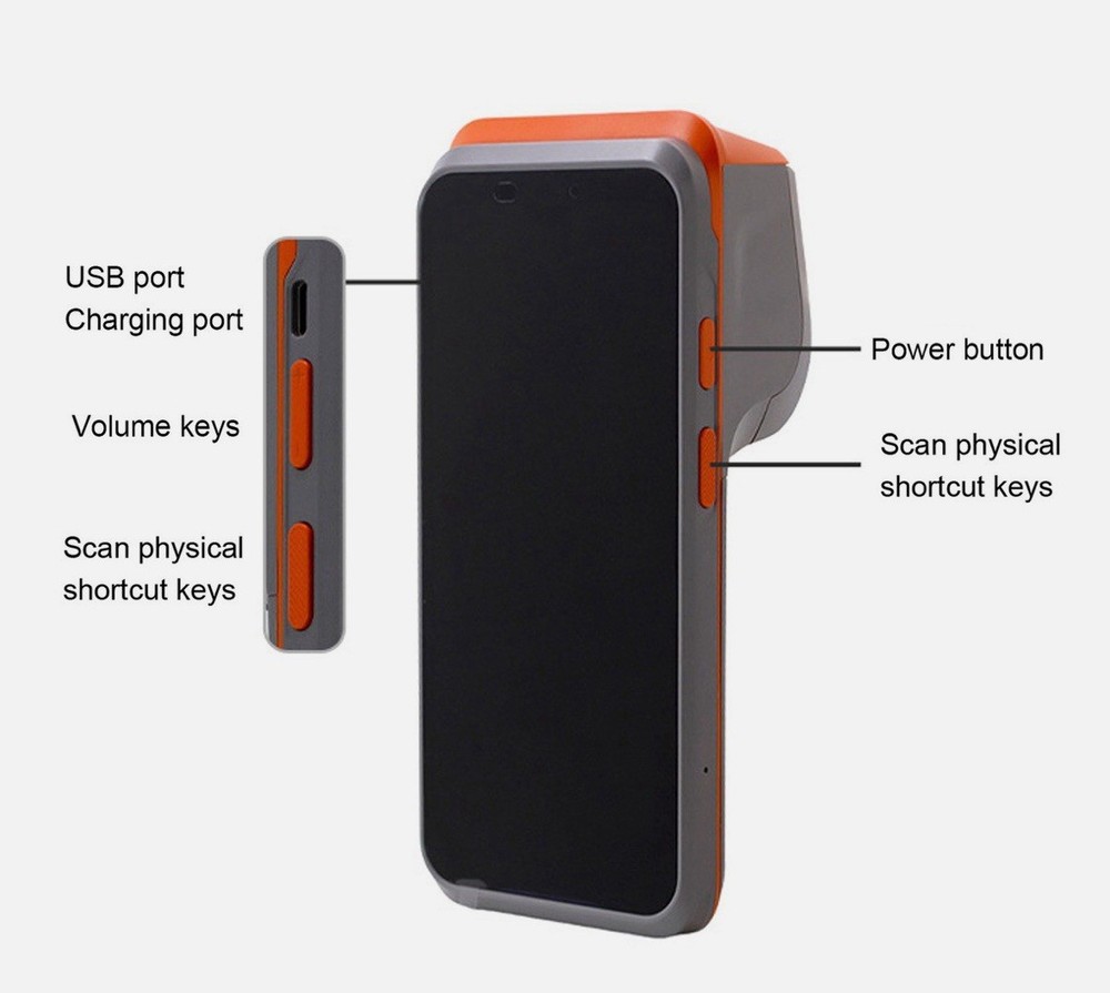 "Handheld Android POS terminal thermal printer"