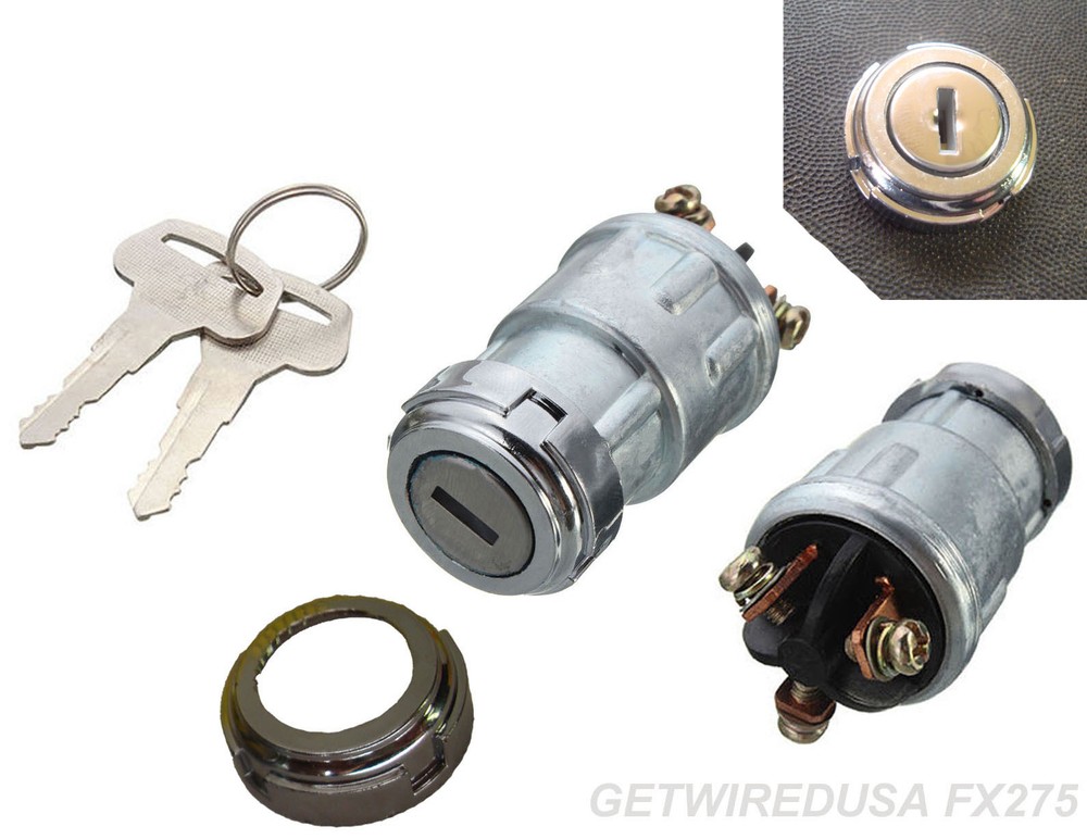 UNIVERSAL IGNITION SWITCH LOCK FLUSH MOUNT 6-VOLT 2-KEY 3 POSITION ON OFF START