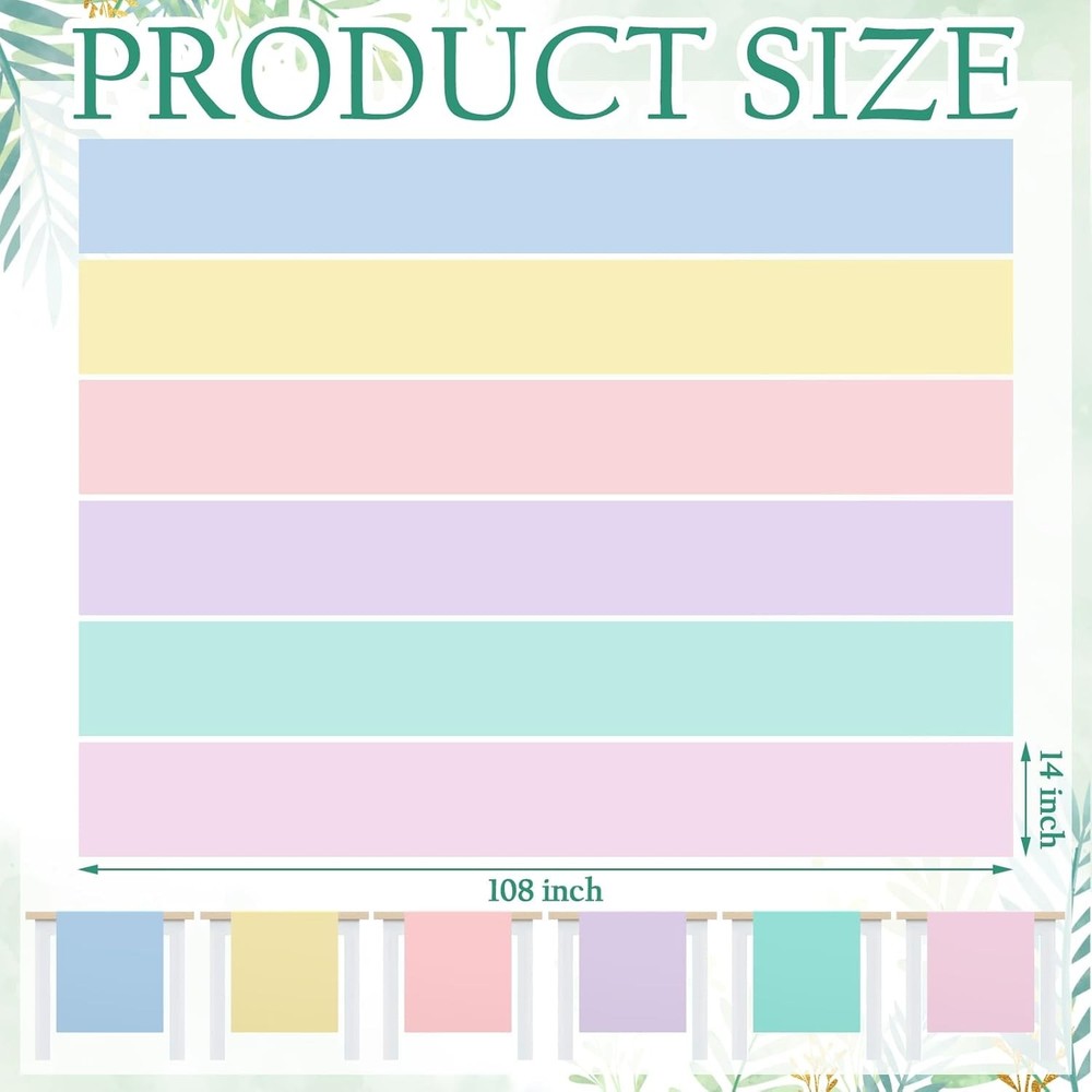 12 Pcs 14 x 108 Inches Easter Spring Pastel Plastic Table Runner Macaron Assorte