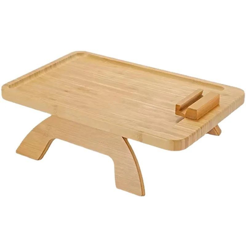 Bamboo Sofa Arm Tray Table Clip On Side Table Couch Armrest Phone Tablet Holder