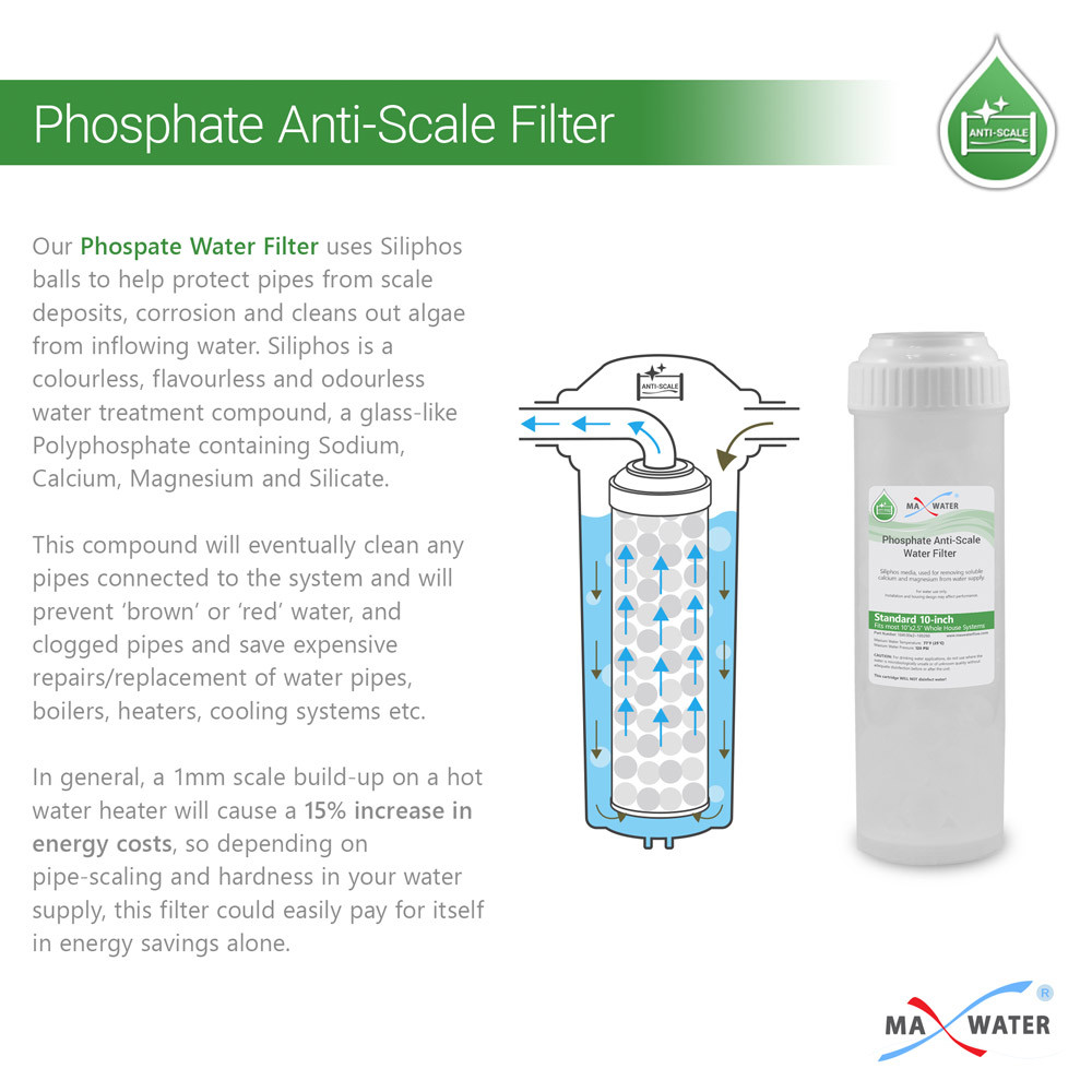 3 Stage lime Anti Scale Inhibiting 10" White Whole House Water Filtration System