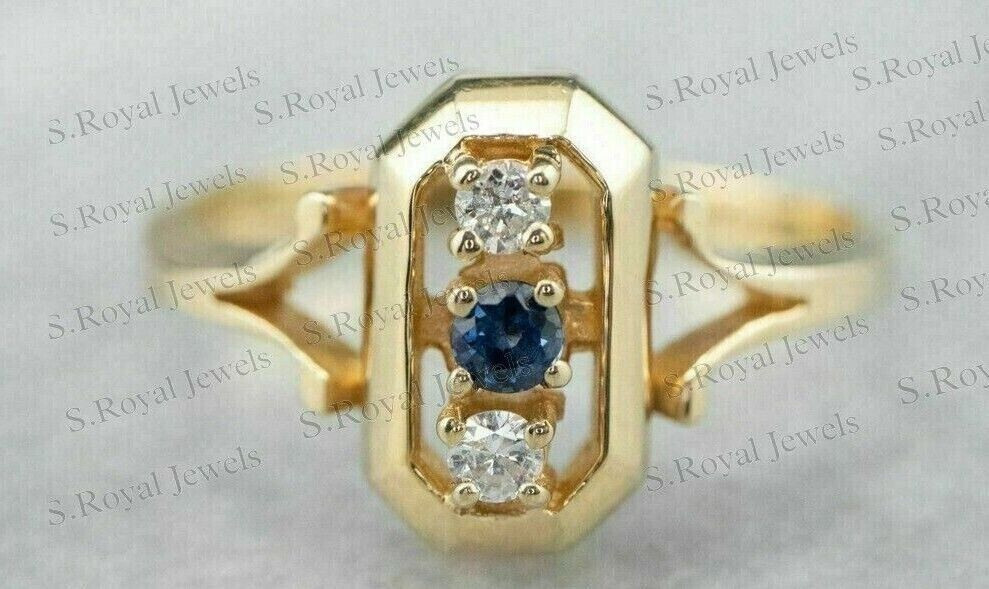 2Ct Lab-Created Sapphire Wedding Ring 14K Yellow Gold Finish
