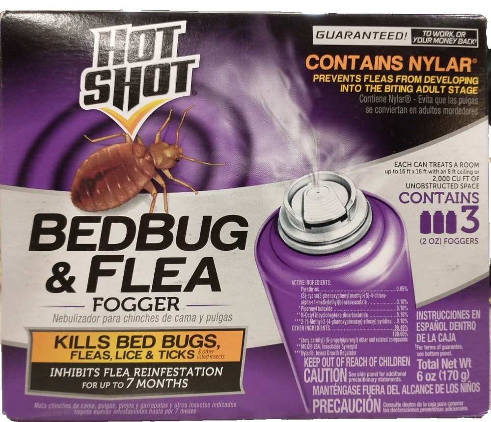 Hot Shot Bed Bug & Flea Fogger Pack 3-Pack, Kills Bed Bugs and Fleas Indoors