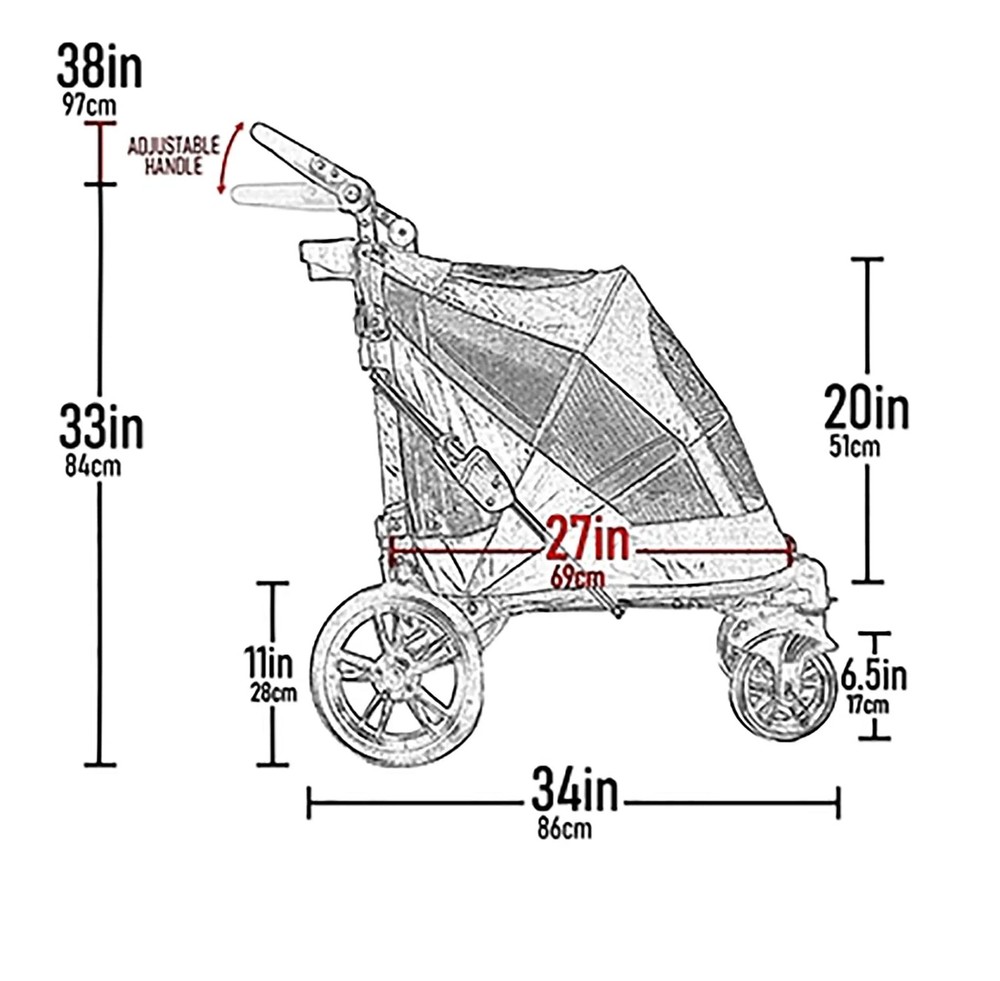 Pet Gear NO-Zip Pet Stroller with Dual Entry, Push Button Zipperless Entry fo...