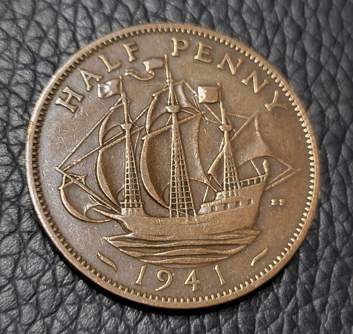 1941 Great Britain Half Penny Coin