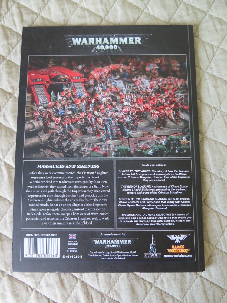 WARHAMMER 40,000 40K CRIMSON SLAUGHTER CODEX SUPPLEMENT SC GAMES WORKSHOP