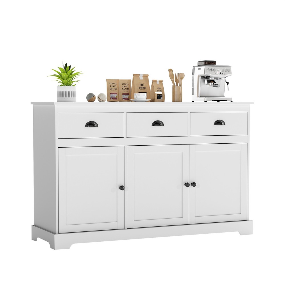 3 Drawers Sideboard Buffet Table Storage Console Cabinet Entryway Cupboard White
