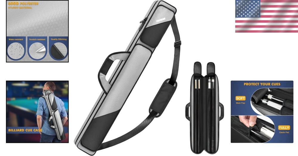 Elegant 2x2 Soft Pool Cue Sling Bag with Multiple Pockets & Comfortable Handle